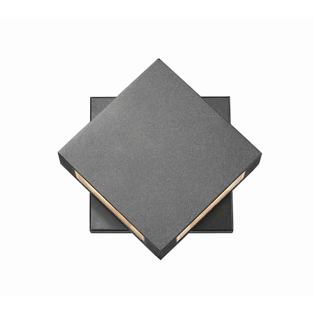 Z-Lite Quadrate 2 Light Outdoor Wall Sconce, Black & Sand-blast glass 572S-BK-LED